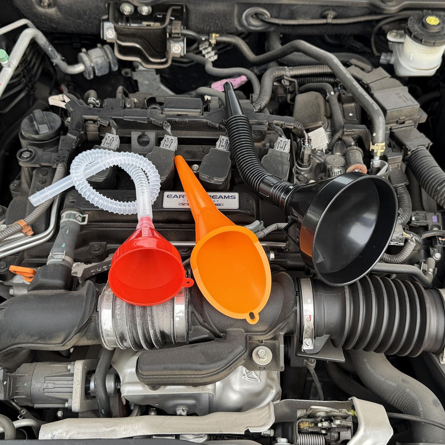 6 Pcs Car Funnel Set, Contains Flexible Hose Oil Funnel with Wide Mouth Oil Funnel for Cars Motorcycles Engine Gas Oils Water Diesel Fuel Kerosene and Other Liquids image number 4