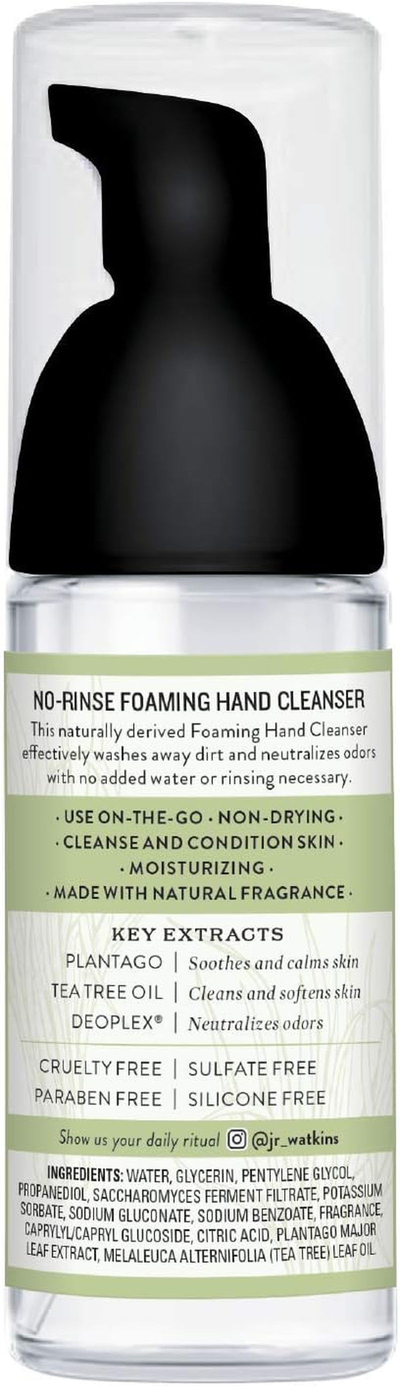 J.R. Watkins No-Rinse Foaming Hand Cleanser &ndash; Hand Soap in Pump Dispenser &ndash; Bathroom & Kitchen Foam Cleaner &ndash; All Natural, Alcohol Free, Lemongrass, 1.6 Fl. Oz., Single image number 6