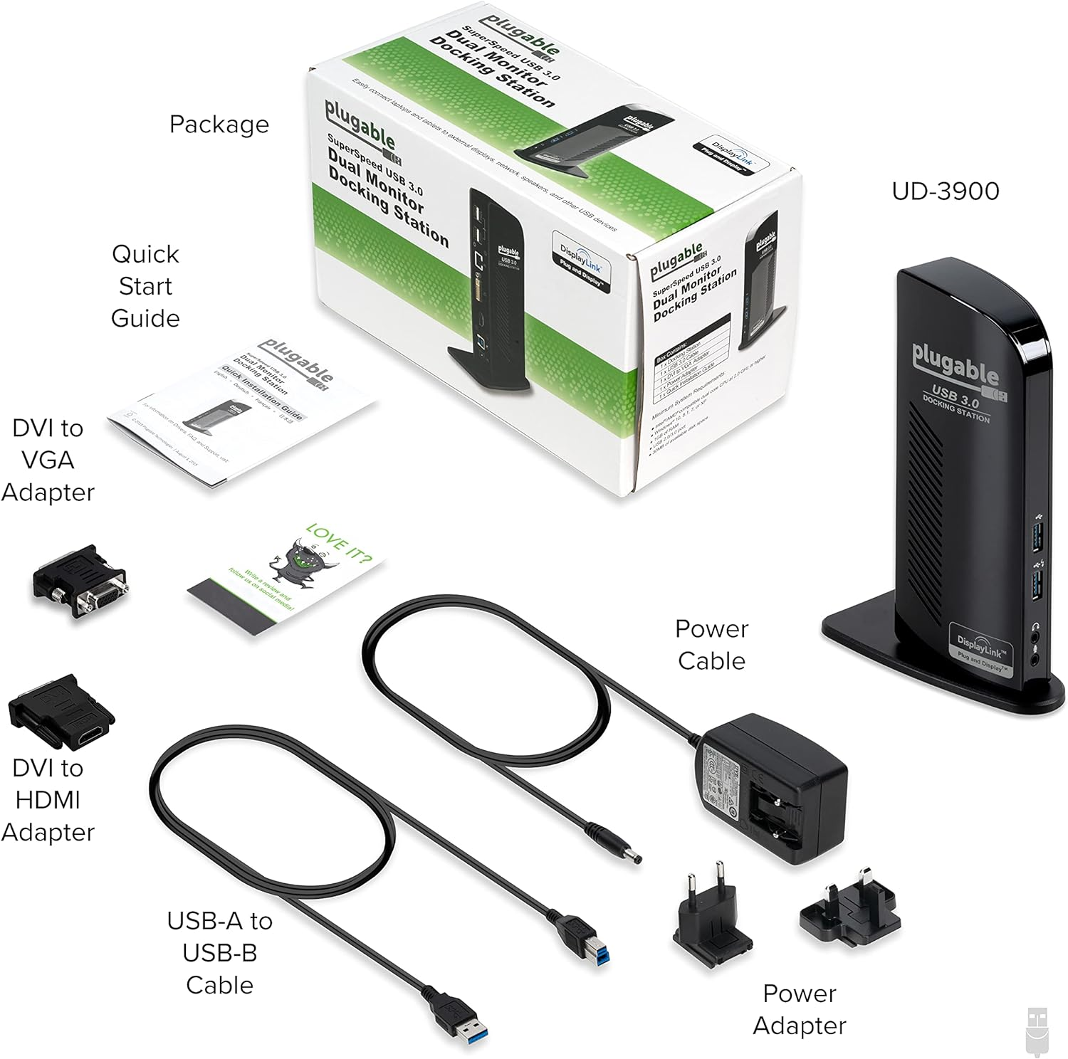 Plugable USB 3.0 Universal Laptop Docking Station Dual Monitor for Windows and Mac, USB 3.0 or USB-C, (Dual Video: HDMI and HDMI/DVI/VGA, Gigabit Ethernet, Audio, 6 USB Ports) image number 2