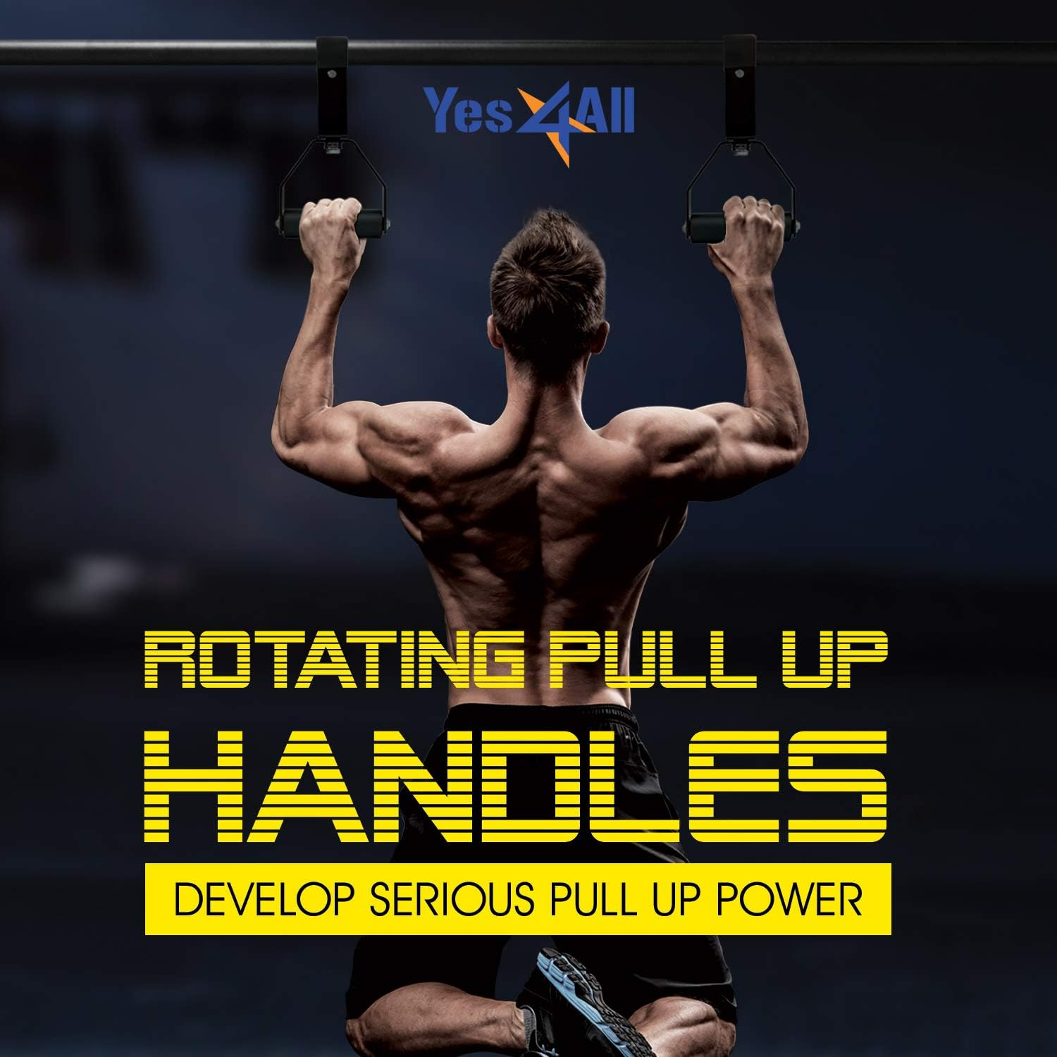 Yes4All Rotating Pull up Handles - Non Slip & Foam Grips - Support up to 300 Lbs (Pair) image number 2