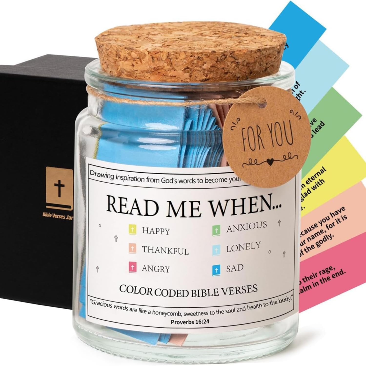 The Hope Jar Bible Verses, Read Me When Bible Verses Jar for Emotions and Feelings, Glass Scripture Prayer a Jar with 90 Coloring Bible Verse, Church Biblica (A) image number 2