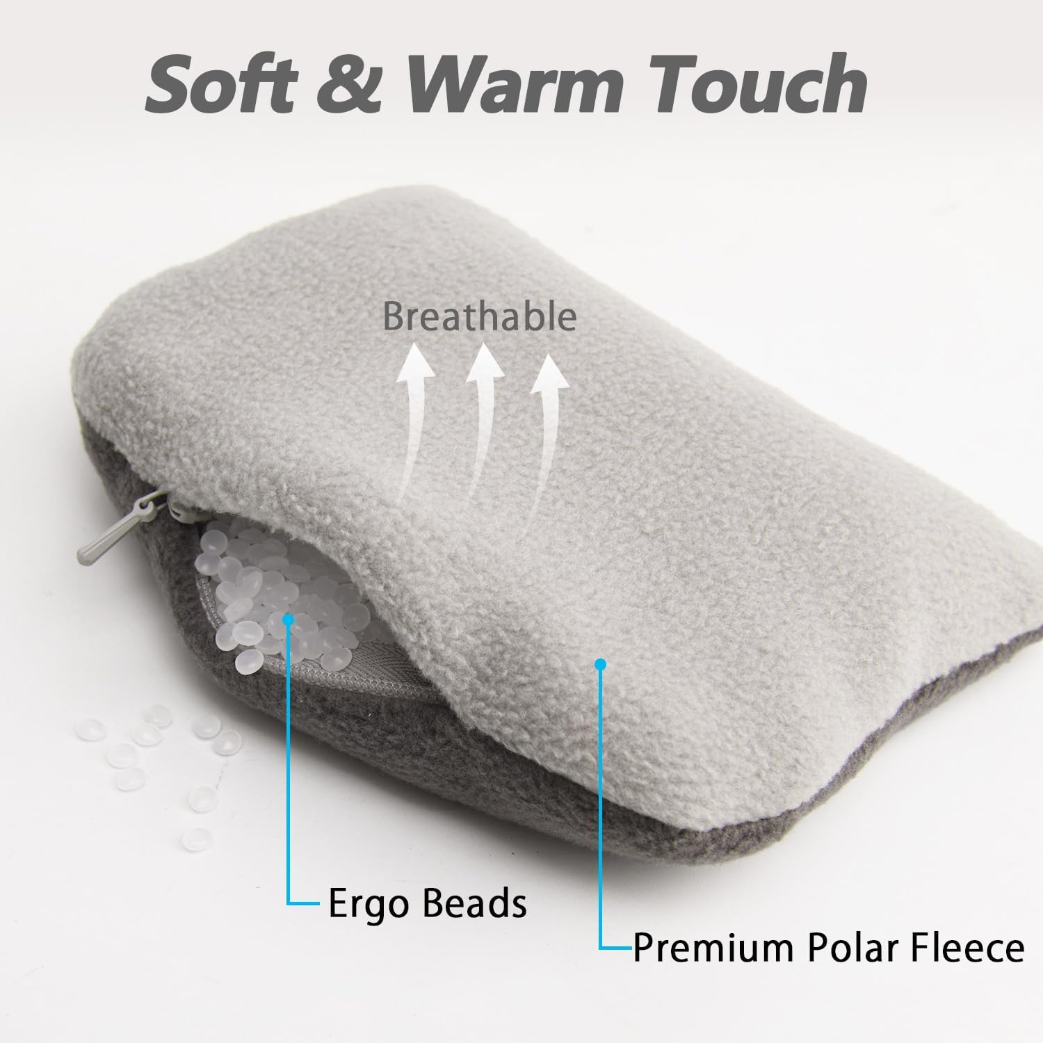 Large Mouse Wrist Rest Bean Bag, Ergonomic Mouse Support Pad Filled Ergo Beads for Computer, Laptop, PC Gaming (Gray) image number 2