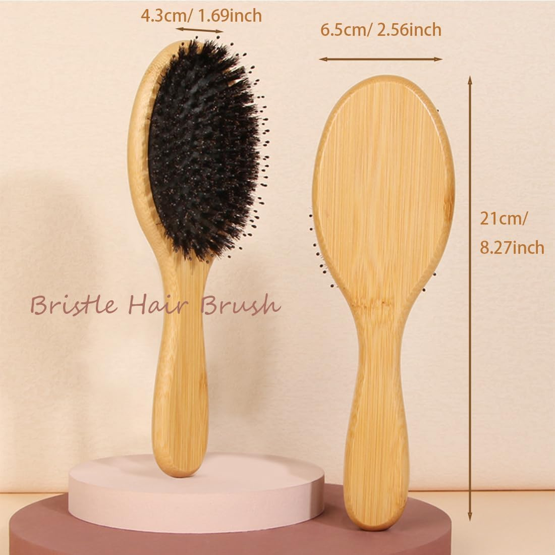 2Pcs Bamboo Boar Bristle Hair Brush Soft Nylon Blend Detangling Brush,Bamboo Hair Brush Wood with Natural Pins,Bamboo Wood Hair Brush Detangling Brush Hair Brush,Bamboo Hair Brush with Boar Bristles