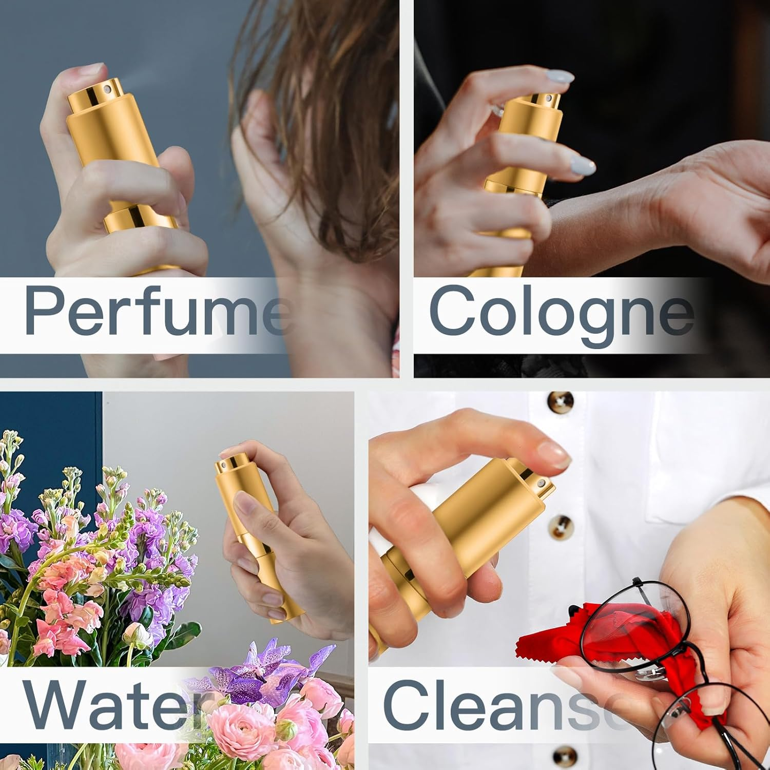 Perfume Travel Refillable Atomizer Bottle: Cologne Spray Mini for Refill - Empty Fragrance Sprayer for Men, Black, Gold, 20 Ml (2 Count) - Black, Pink image number 2