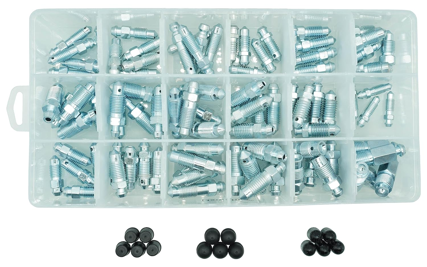 Dsnaduo 18 Types 90PCS Standard SAE & Metric Brake Caliper Screw, Brake Wheel Cylinder Screw Replace 30300 Brake Bleeder Screw Assortment, Bleeder Valve, Bleeding Screws, Bleed Kit image number 1