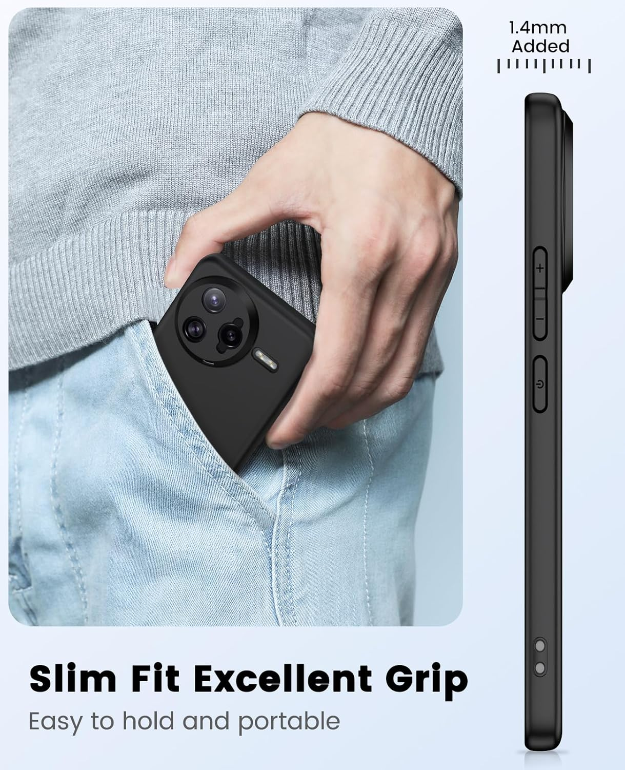 Sineordo Mobile Phone Case for Xiaomi Poco F7 Ultra 5G Case, Protective Case Xiaomi Poco F7 Ultra 5G Ultra Thin Cases Silicone TPU Drop-Proof Soft Case Matte - Black image number 5