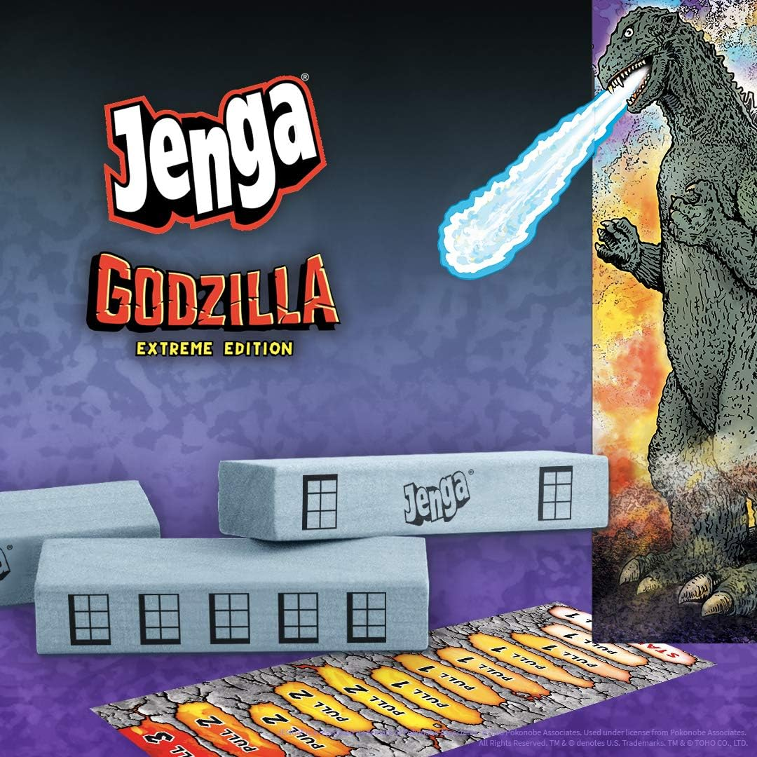 Jenga: Godzilla Extreme Edition | Based on Classic Monster Movie Franchise | Collectible Game with Unique Gameplay Featuring Movable Godzilla Piece image number 6
