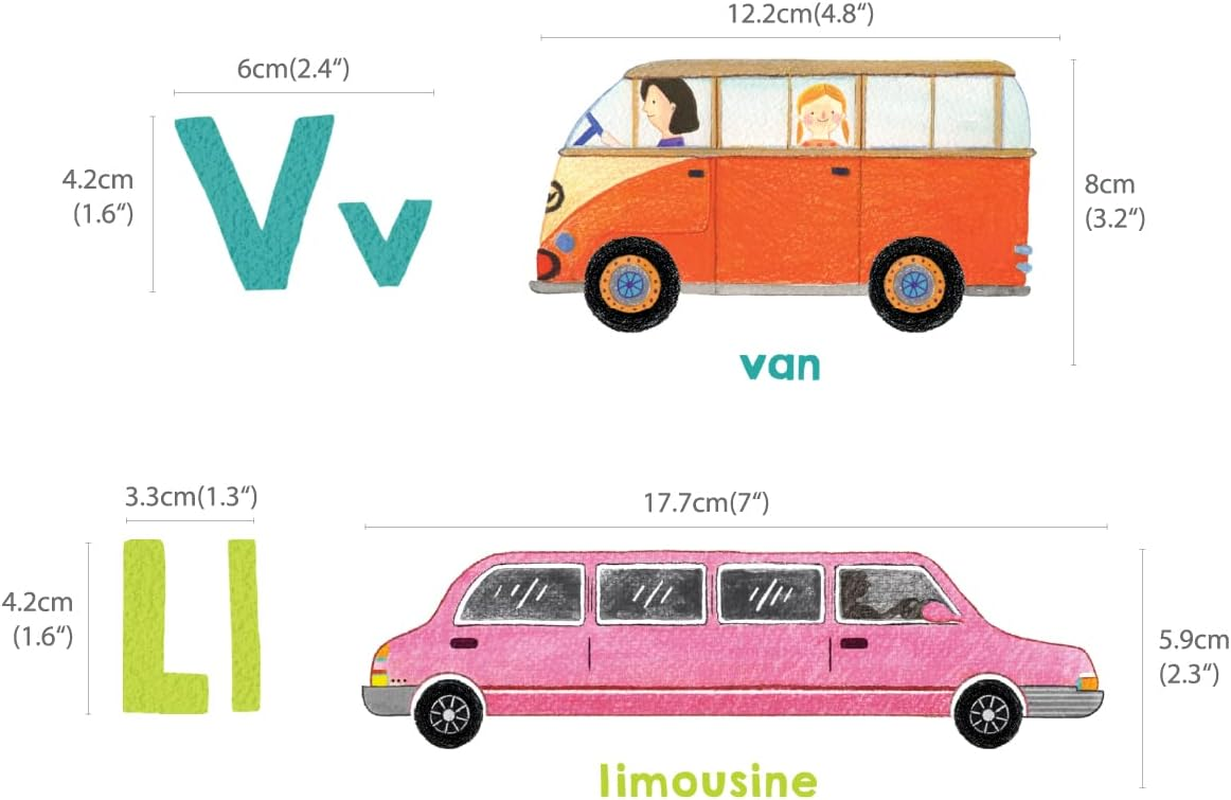 DECOWALL DS8-2005N Transport Alphabet Kids Wall Stickers Wall Decals Peel and Stick Removable Wall Stickers for Kids Nursery Bedroom Living Room image number 1