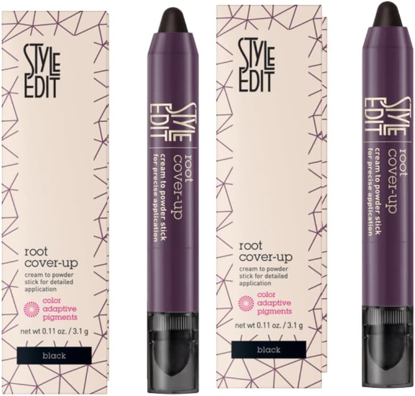Style Edit Root Touch up Stick for Black Hair, Root Concealer for Gray Hair Coverage, Temporary Hair Color, Premium Hair Shading Sponge Pen, Hair Makeup Root Cover Up, 0.11 Oz Stick