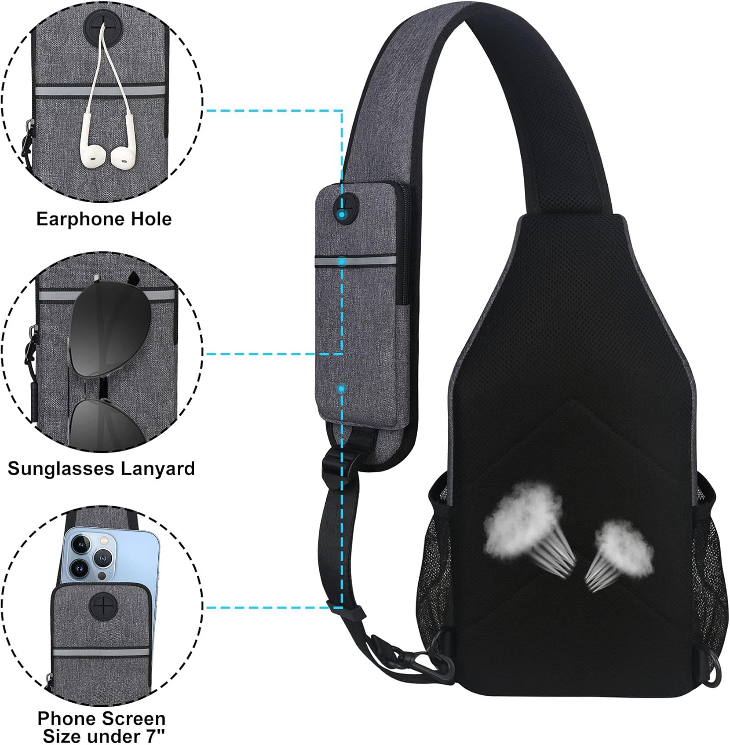 Lacdo Lightweight Hiking Daypack Sling Backpack Crossbody Shoulder Bag Chest Bag image number 4