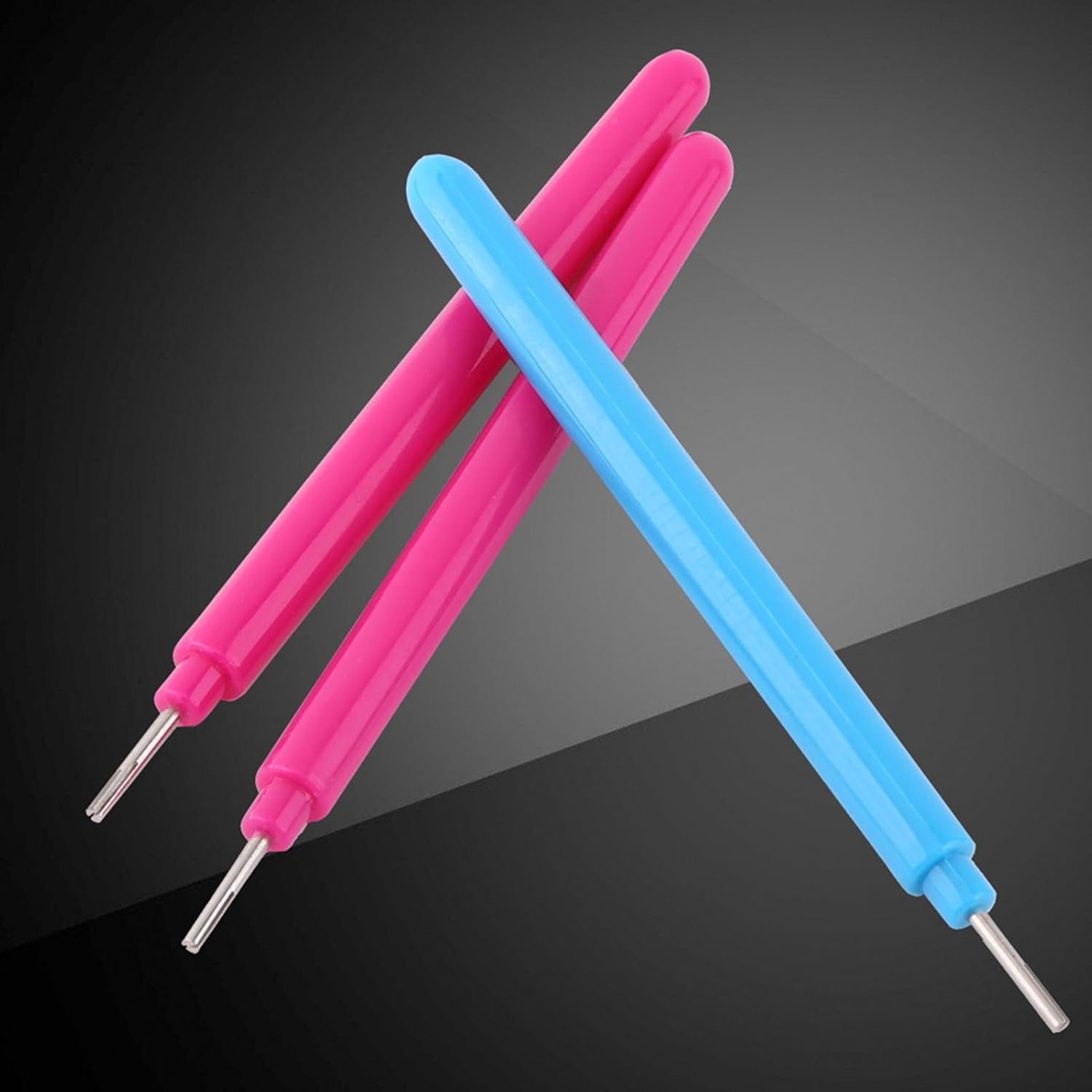 Practical 10Pcs Papercarft Plastic Slotted Paper Quilling Tools DIY Handcraft Curling Pen for Rolling Colorful Papers Crafts Plastic Rose Red & Blue 10Pcs image number 3