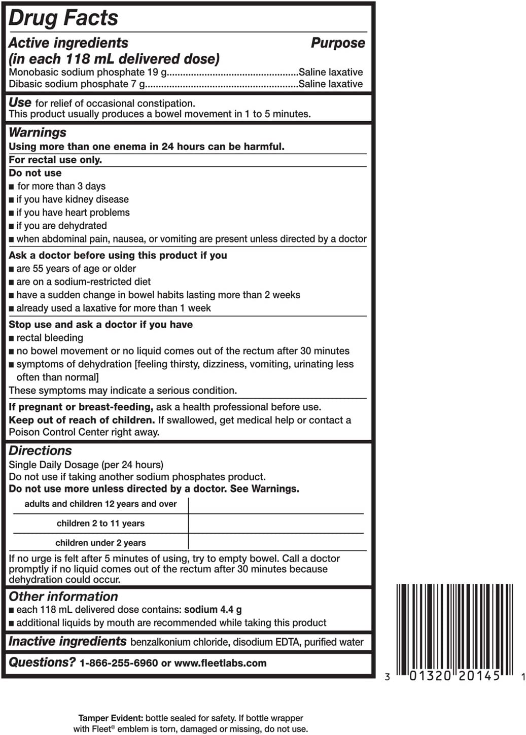 Fleet Saline Enema, 133 Ml * 4