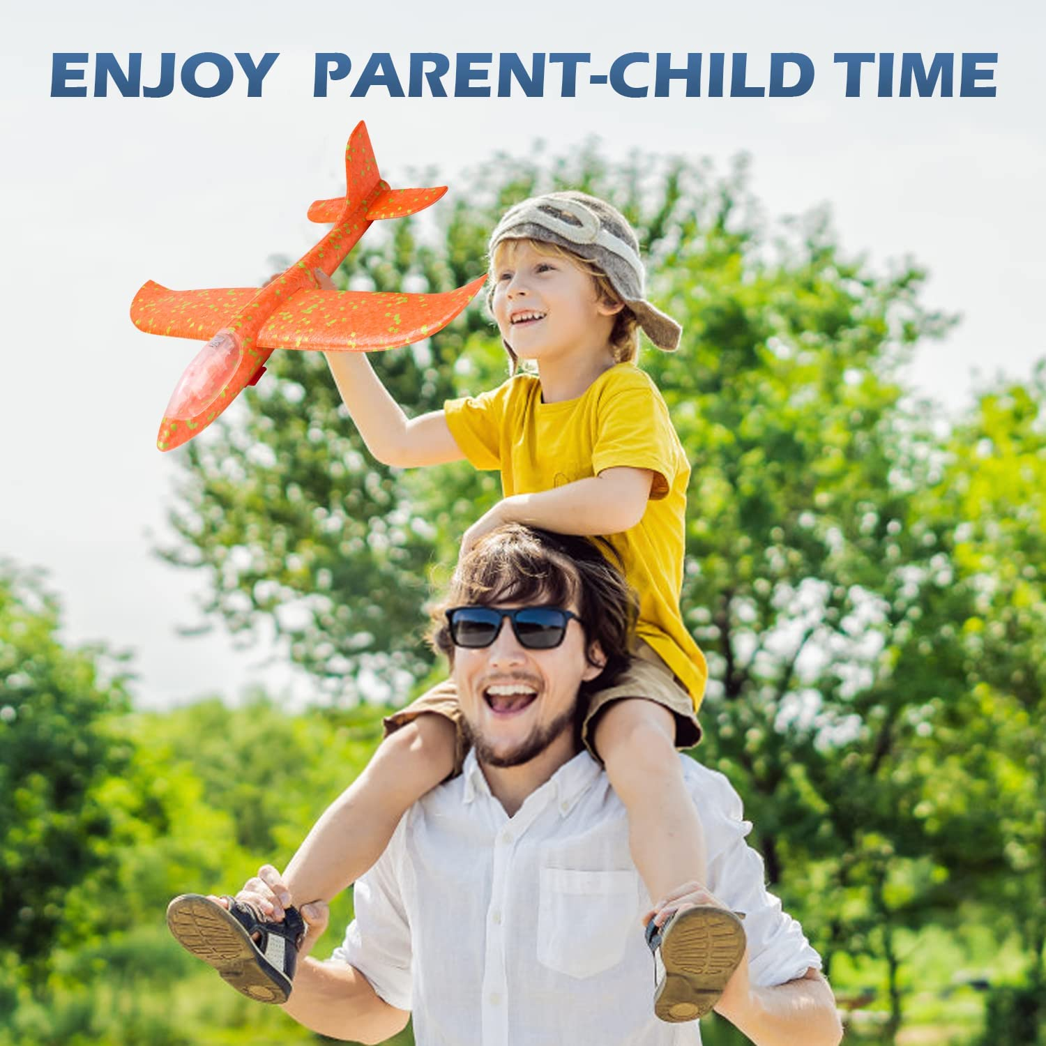 REMOKING 5 in 1 Shooting Game for Kids, LED Light Airplane with Launcher,Gun Toy W/Throwing Foam Plane,6 Foam Balls&Bullets,Outdoor Sport Flying Toys Birthday Gifts for Boys Girls Kids 3-8 Year Old image number 6