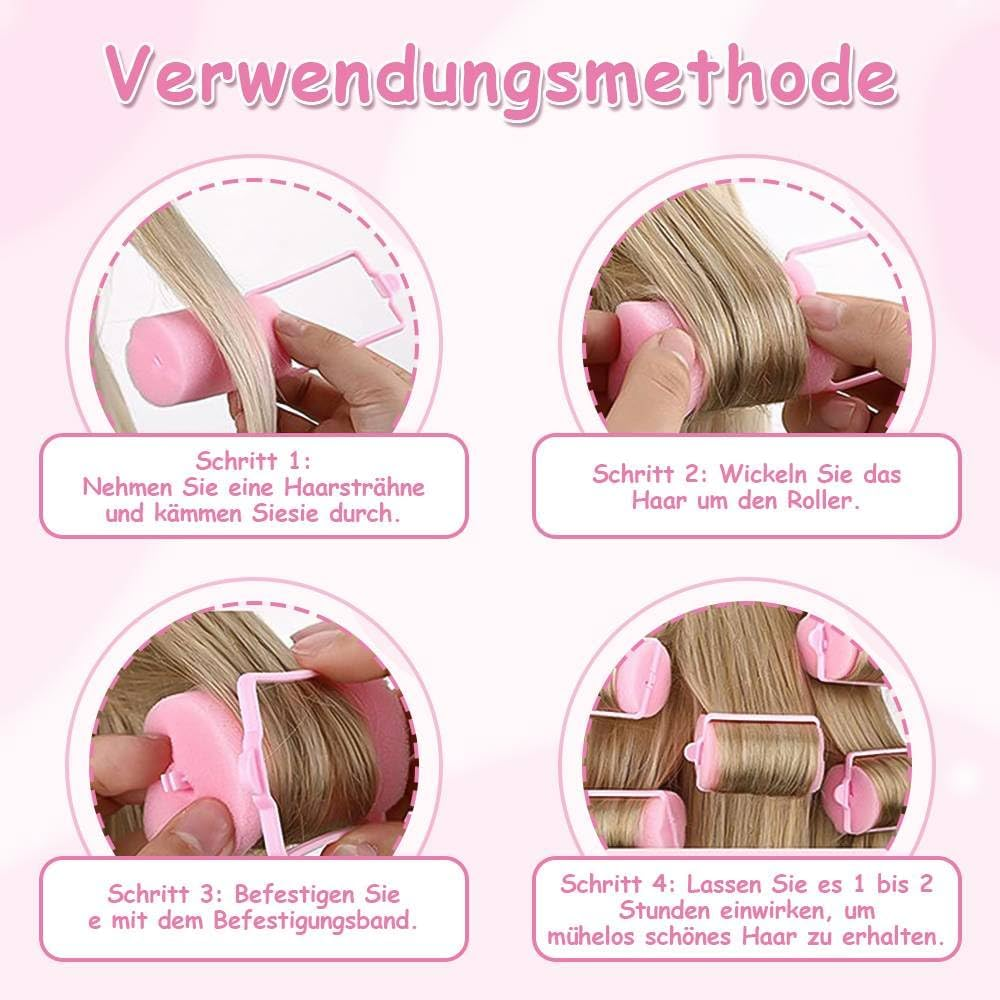 Funalix Pack of 12 Sponge Curlers, Heatless Curlers for Long and Short Hair, Overnight Curlers Made of Soft Foam for Women, Girls and Children, DIY Hairdressing Tools for Permanent Curls image number 4