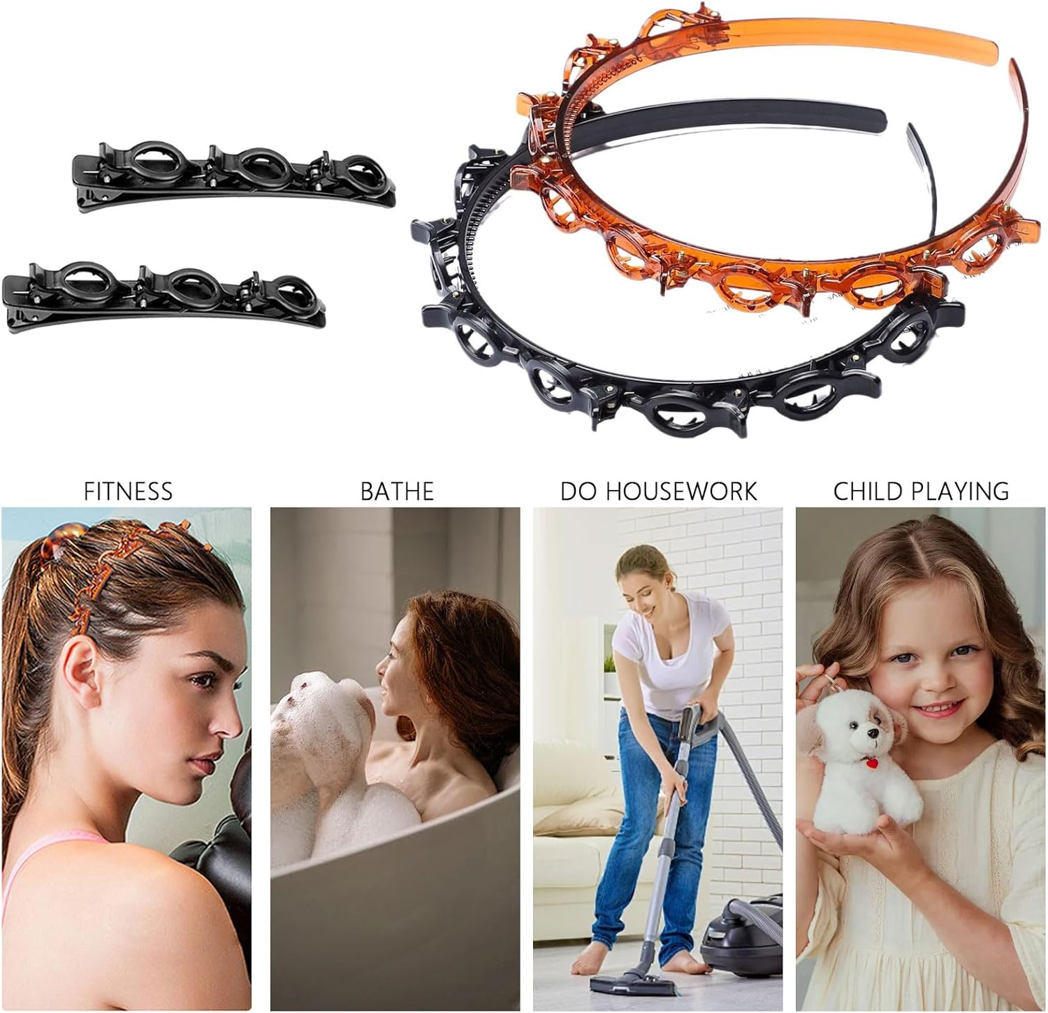 SSKHE 2 Layered Teeth Combs Hair Bands Headbands Headbands Non-Slip Fringe with Clips Versatile Accessories to Solve Your Style image number 4