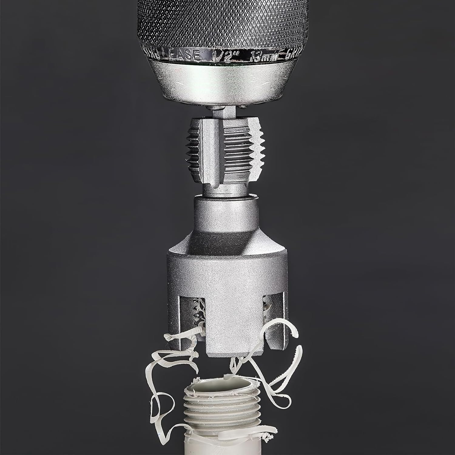 Integrated Internal & External Pipe Threading Tool,Pipe Thread Cutting Tools,Internal External PVC Pipe Integrated Threader,Electric Drill Compatible PVC Pipe Threader Kit image number 1