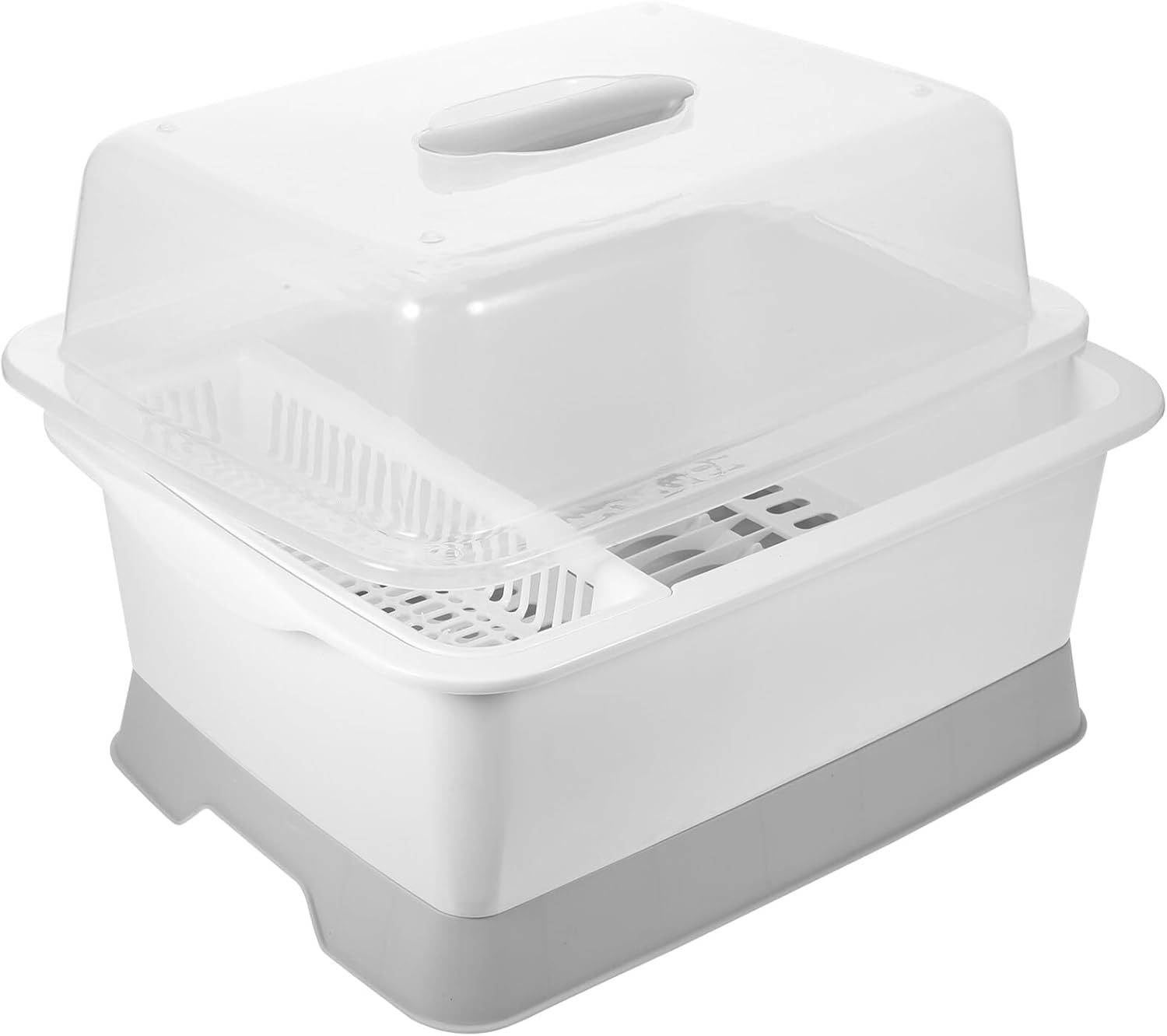 COHEALI Lid Kitchen Tableware Organizer with Ventilated Dish Drying Rack Removable Drip Tray Portable Medium-Sized PP Utensil Holder for Bowls Plates Forks and Spoons Storage image number 4