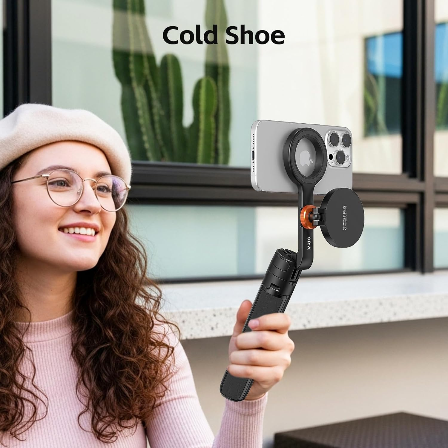 VRIG TP-27 Magnetic Phone Tripod & Selfie Stick, 21" Extendable Smartphone Tripod with Cold Shoe and Double-Sided Magnetic Phone Holder, Compatible with Iphone 16 15 14 13 12 Series image number 5