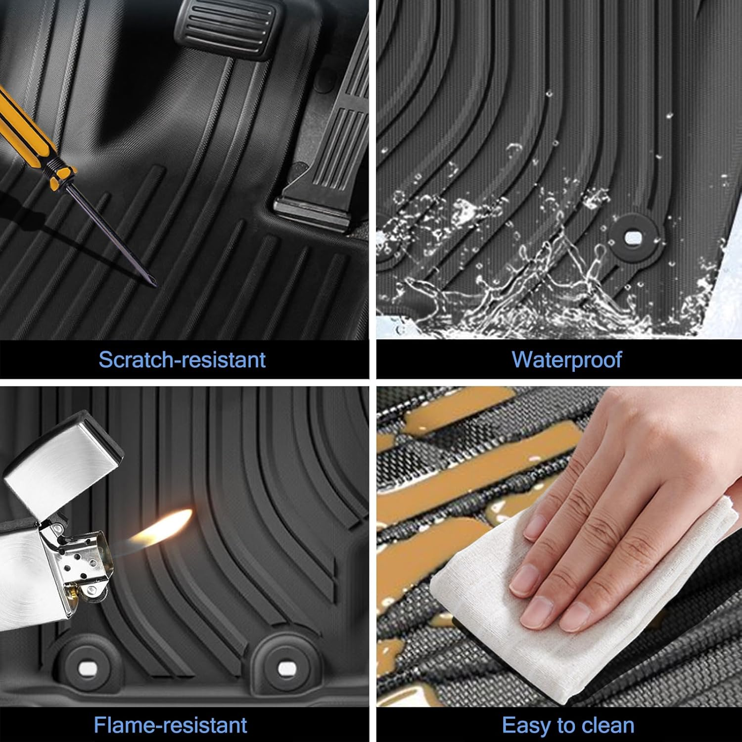 KASUART Floor Mats Fit for Toyota Rav4 2019-2022,TPE All-Weather Protection 1St & 2Nd Row 3D Car Foot Mats, Waterproof/Anti-Slip Custom Fit Heavy Duty Car Floor Mats (Rav4 2019-2022) image number 3