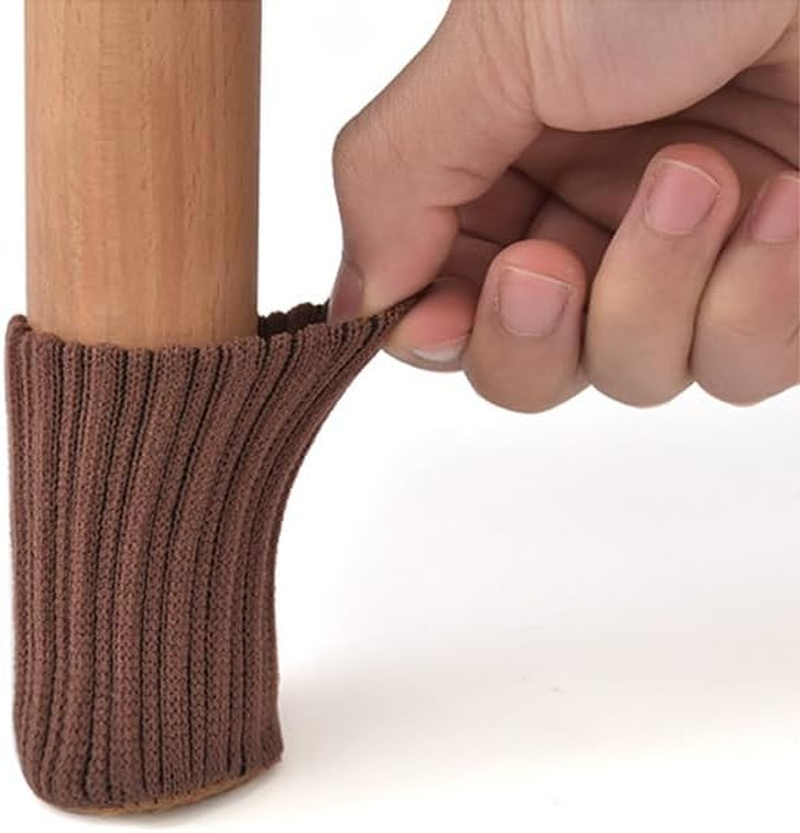 24PCS Knitted Table Chair Leg Socks, Furniture Feet Covers, Floor Protectors, Anti-Slip, Noise Reduction, High Wear Resistance - Brown image number 5