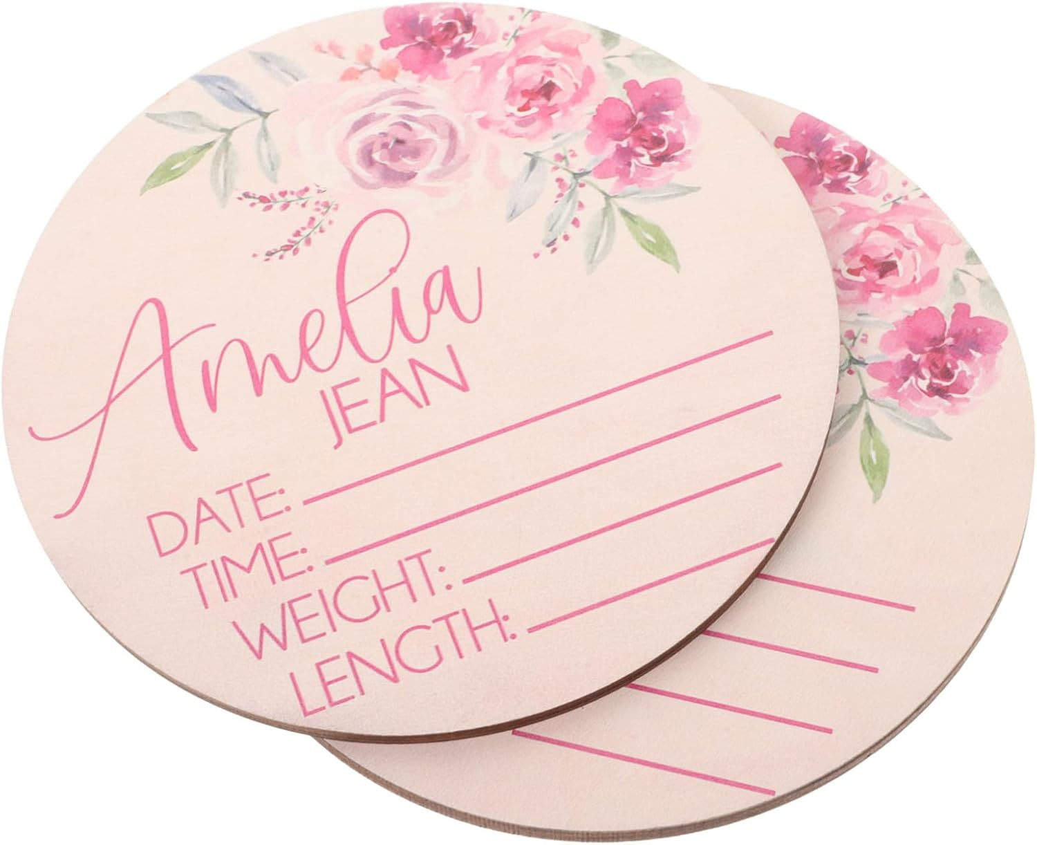 2Pcs Wooden Baby Name Announcement Sign Newborn Birth Announcement Sign for Nursery Room Hospital Welcome Shower Photo Prop image number 5