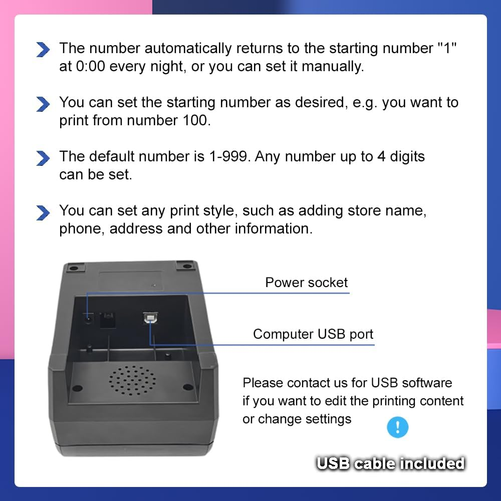 KOQICALL Take a Number Printer Ticket Thermal Printer with 57Mm Receipt Ticket Roll Show Different Department Name and Queue Number for Clinic Restaurant Hospital Bank (TP-4 Way) image number 1