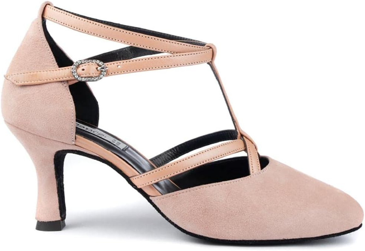 Portdance PD127 Women'S Dance Shoes - Nubuck Pink - 5.5 Cm Social - Normal Width - Made in Portugal