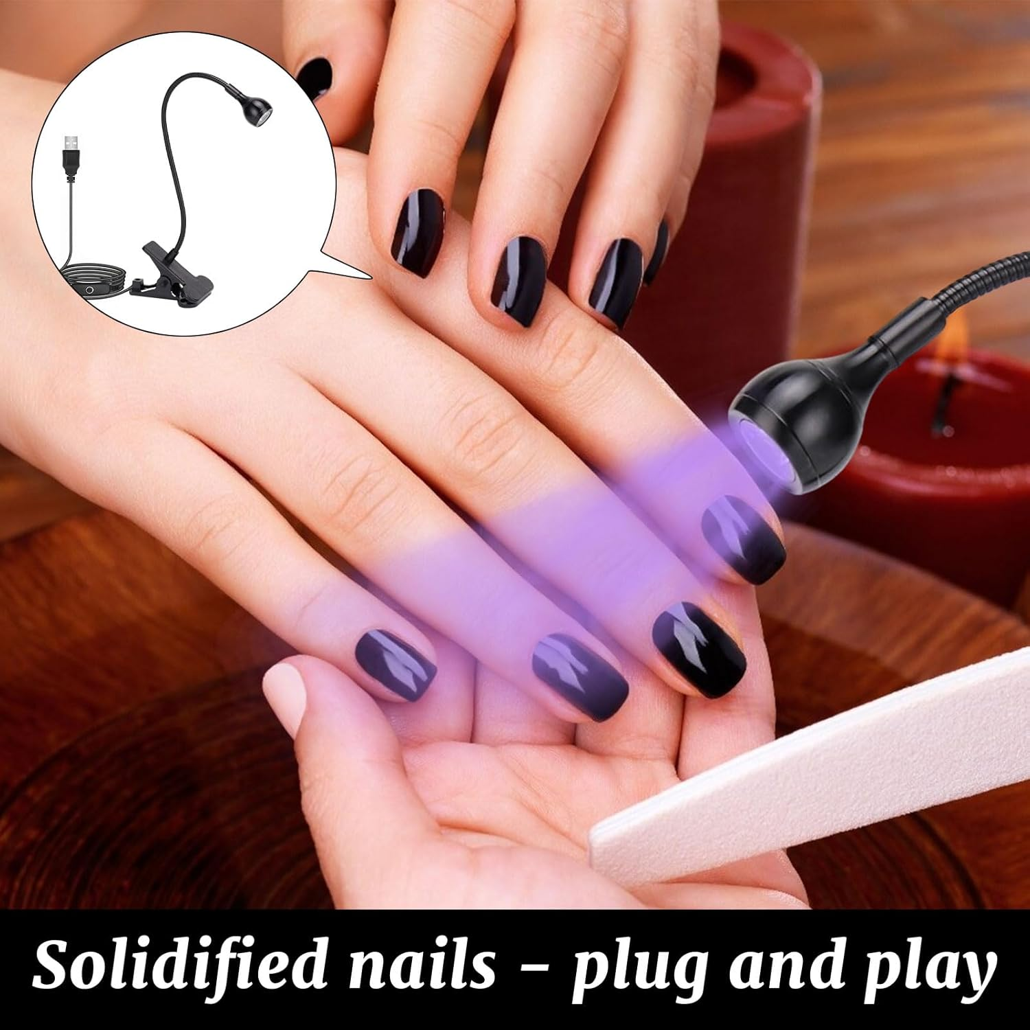 UV Nail Lamp, Nail UV Lamp, UV Nail Light, LED Ultraviolet Glue Curing Lamp, Nails Manicure Dryer Curing Light, Portable Clamp Flexible Desk Nails Lamps, for Gel Nails, Mobile Repair (Black) image number 3