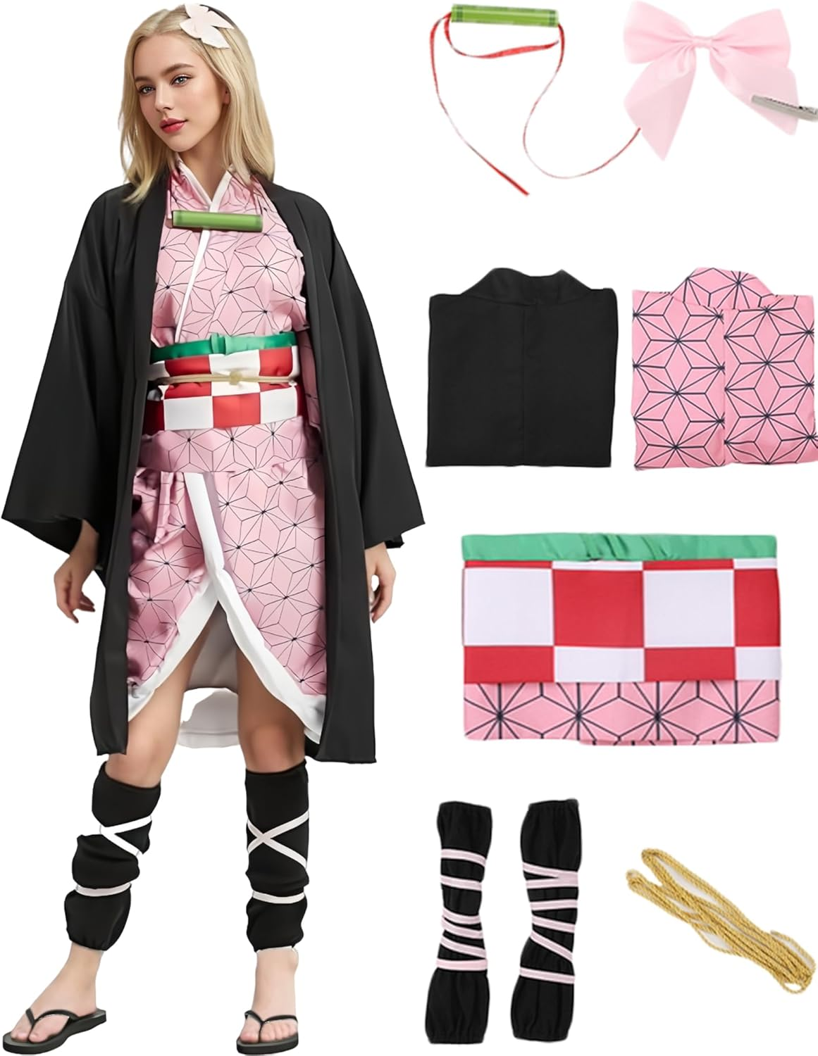 Adult Halloween Costumes for Women or Men Anime Cosplay Tanjiro Kimono