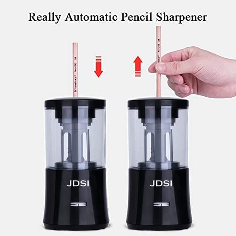 JDSI Auto Pencil Sharpener, Electric Heavy-Duty W/Adjustable Tip (Fine/Coarse), Self-Feeding for 6-8Mm Pencils, Replaceable Blade, Auto-Stop, Helical Cutter image number 5