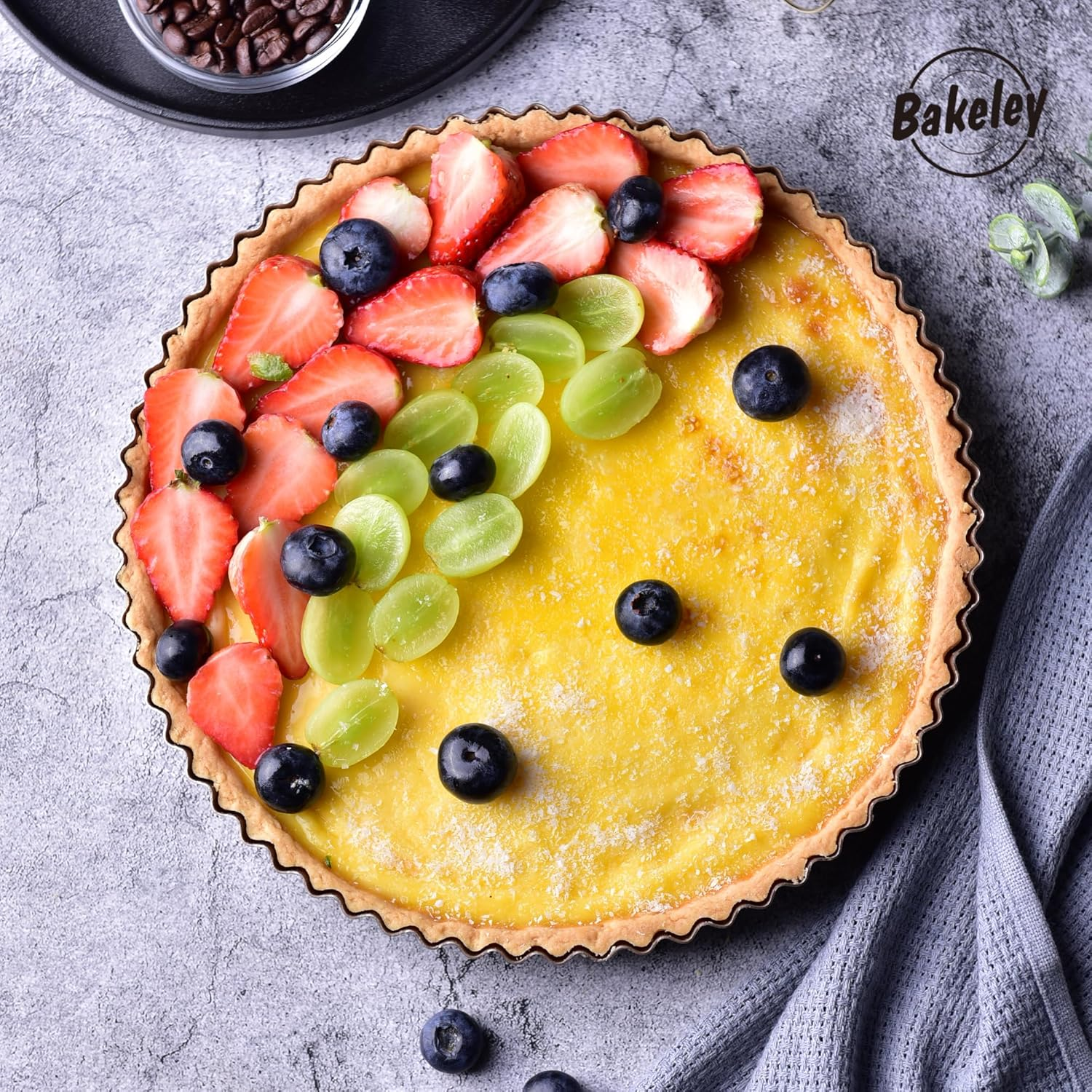 Round Tart Pan with Loose Removable Bottom 25.5Cm, Non-Stick 11-Inch Carbon Steel Quiche Pan for Oven Baking (Champagne Gold) image number 5