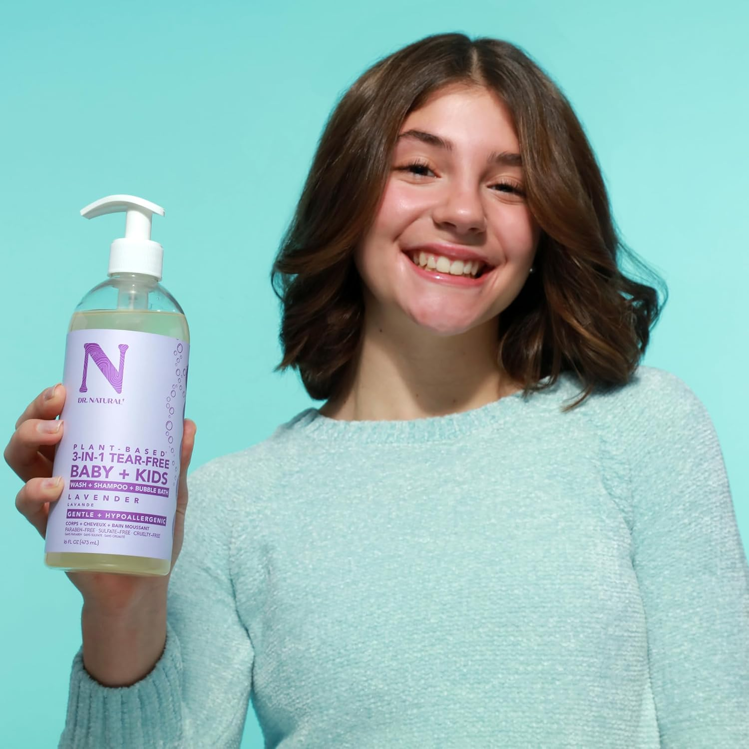 Dr. Natural 3-In-1 Tear-Free Baby plus Kids Soap - Head-To-Toe Baby Soap and Baby Shampoo - Sensitive Skin Moisturizing Body Wash - Lavender - 474 Ml image number 6