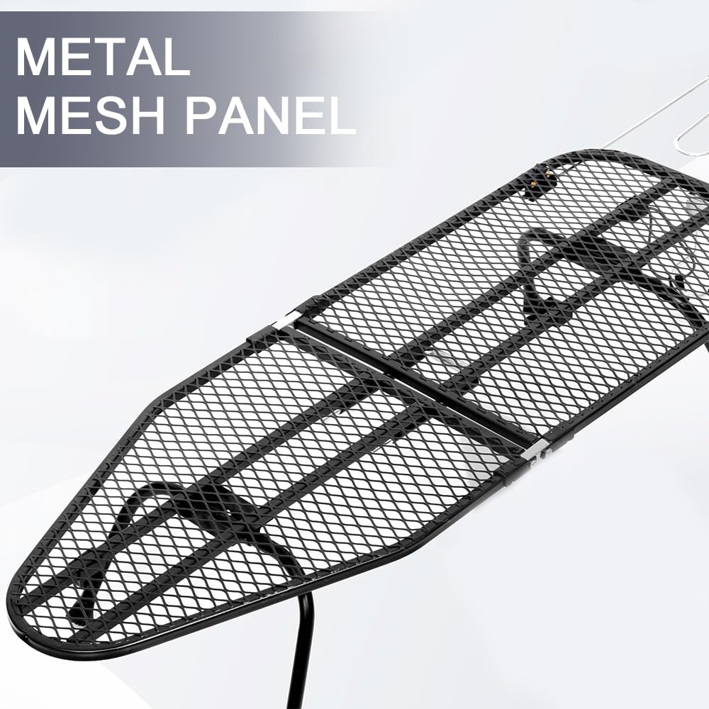 MOTRAIN Folding Ironing Board Iron Board Hanger Wall Mount, Foldable Table Top Ironing Boards with Adjustable Legs and Built-In Iron Rest, Ironing Cloth, Compact and Lightweight, Black