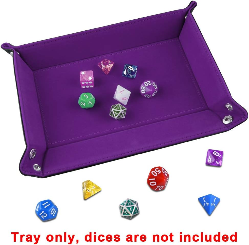 SIQUK Double Sided Dice Tray, Folding Rectangle, Dark Rose Red Dark Violet - Red image number 2