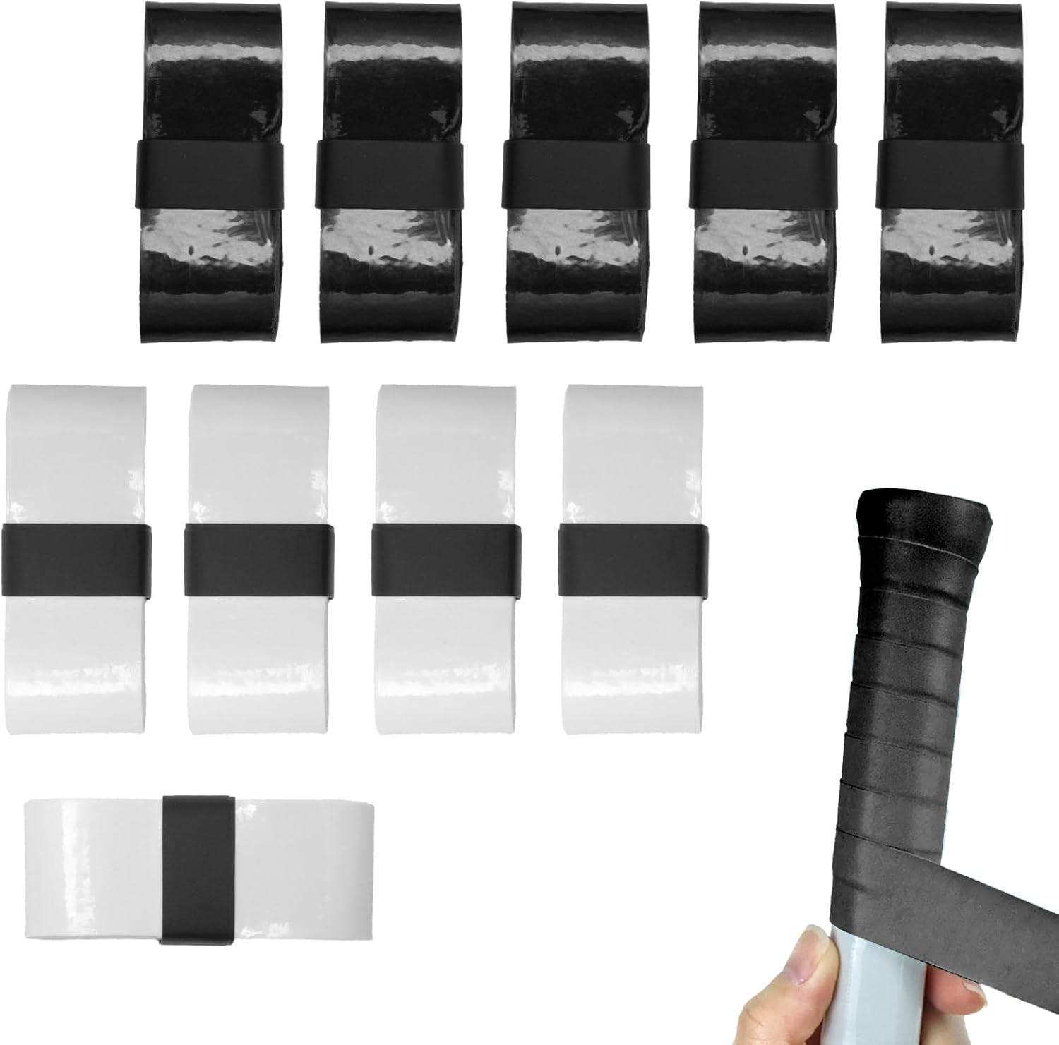 10Pcs Tennis Grip Tape, Badminton Racket Grip, Squash Racket Racquet Grip Tape, Anti-Slip Overgrips, Stability & Comfort on Tennis Racquets Improve Athletic Performance image number 2