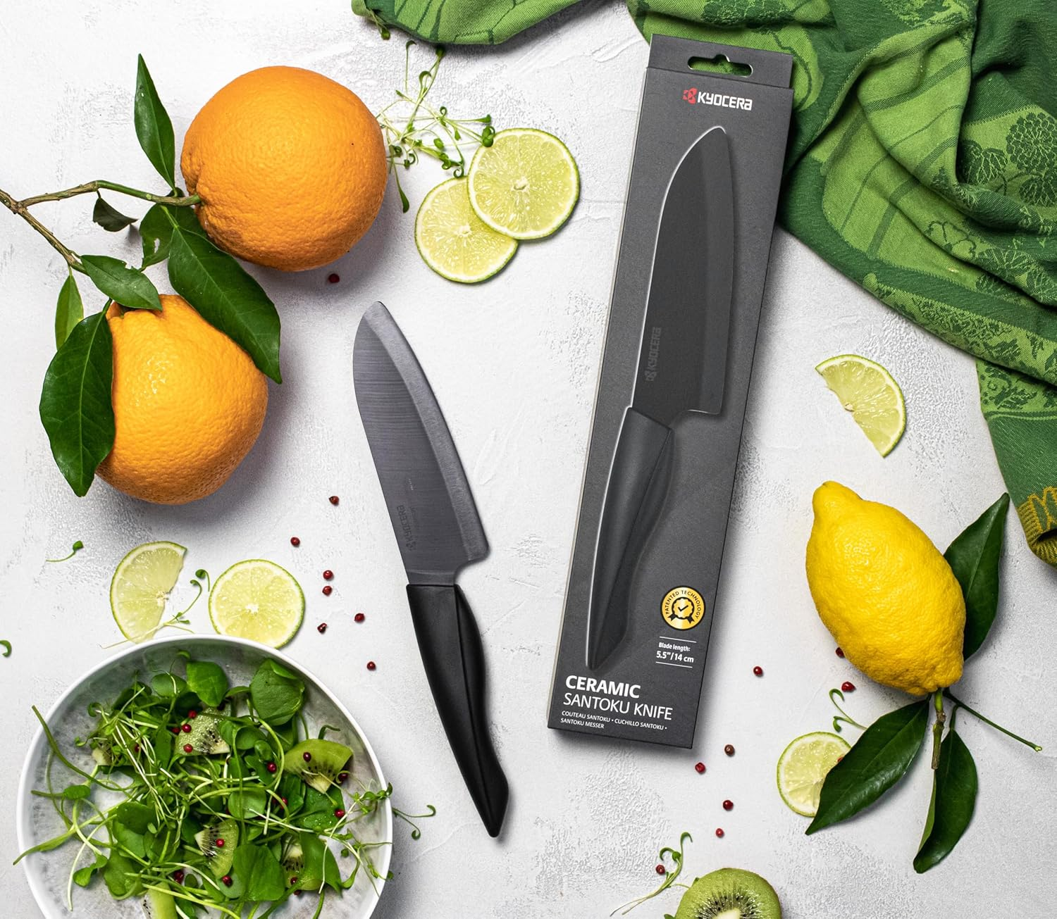 Kyocera ZK-140BK-BK SHIN Ceramic Mini Santoku Knife, Plastic, Black, 28 X 2.3 X 4.7 Cm image number 3