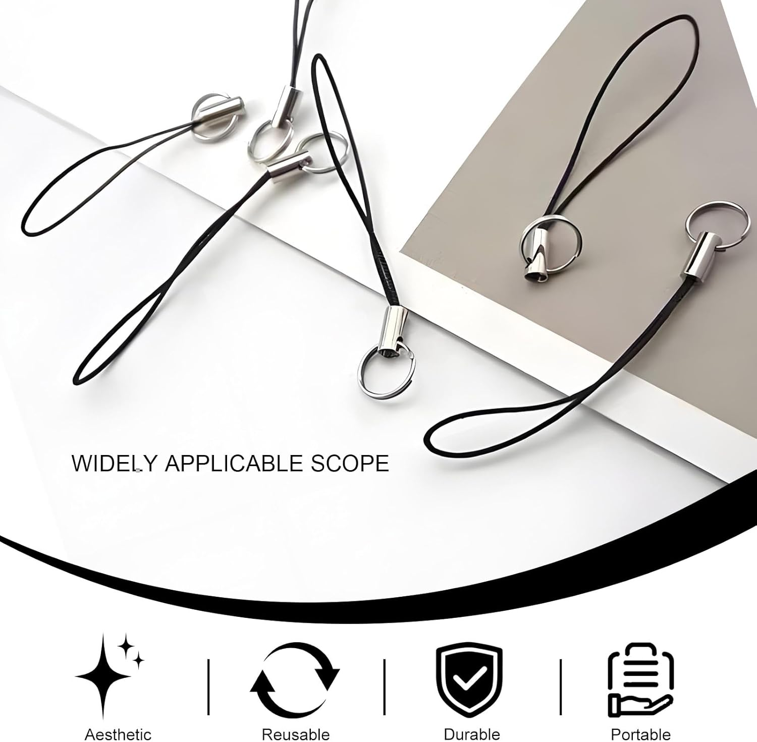 200 Pcs Phone Charm Strap DIY, Cell Phone Split Ring Strap, Double Loop Lanyard Decorations Split Ring Keychain-Mobile Cell Accessory Keychain Pendant Hanging Cord Craft Supplies image number 6