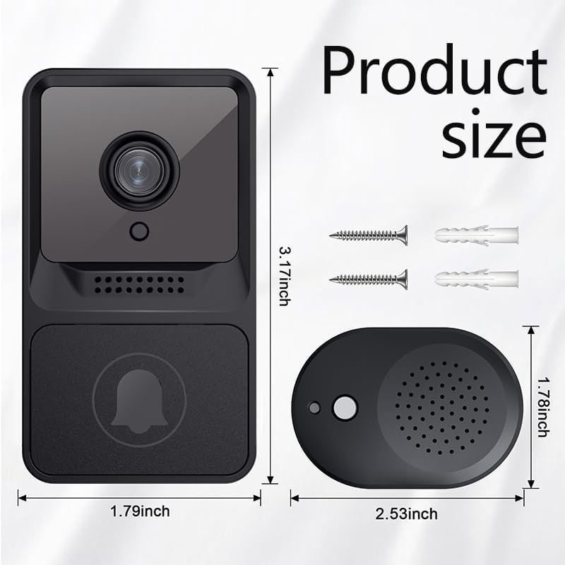 Wireless Wifi Video Doorbell Smart Phone Door Ring Intercom Camera Security Bell- Ultra-Hd Intercom Camera Security System- Seamless Mobile Phone Integration & 120&deg; Wide-Angle View image number 1