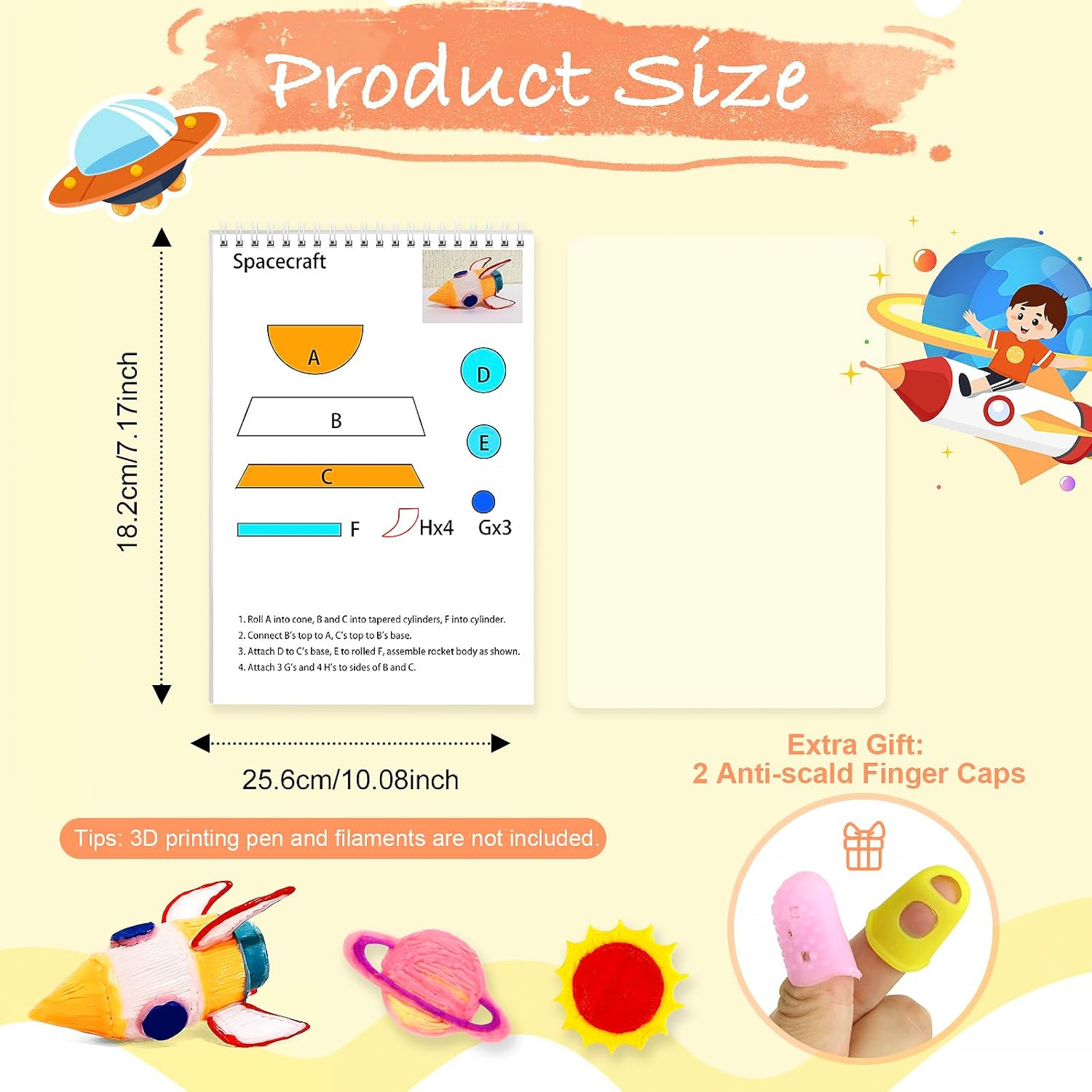 Dayker 3D Space Printing Drawing Book &ndash; 40 Patterns Reusable Paper Template with PVC Board, Spiral Bound Graffiti Stencils for Beginners and Artists, DIY Present for Christmas & Birthday, School Creative Projects image number 4