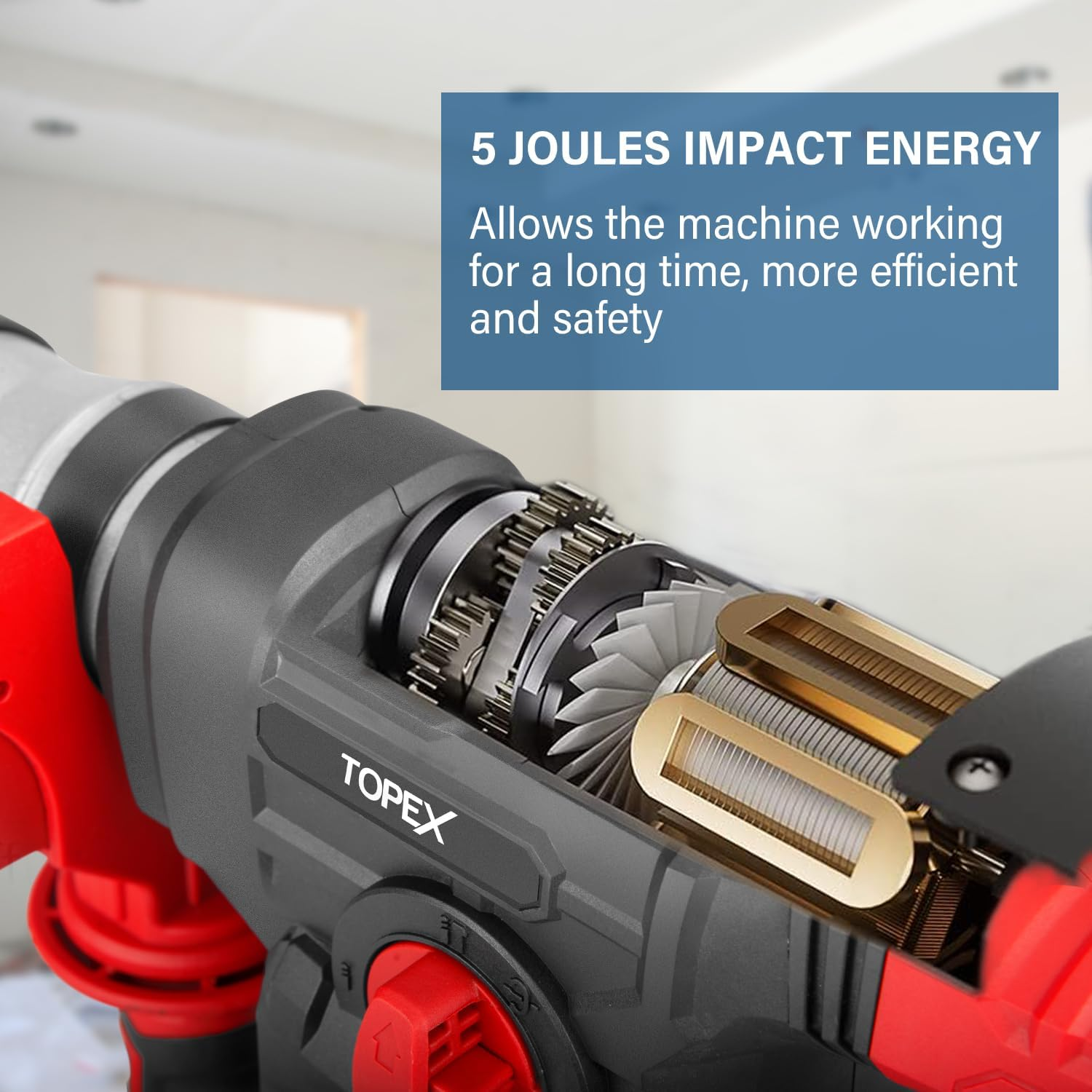 TOPEX 1500W SDS plus Rotary Hammer Drill Havey Duty Impact Hammer image number 6