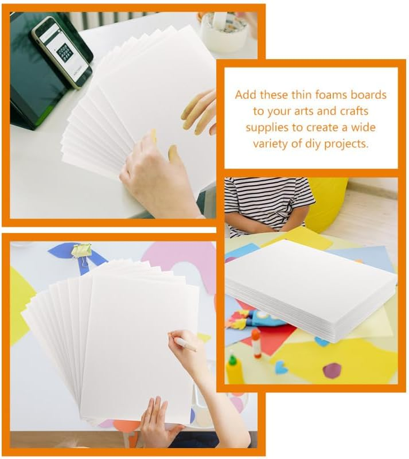 Tofficu 10Pcs Large Foam Boards, A4 Poster Board, DIY Project Display Sheets for Advertisement Crafts Core Blank Thick（White） image number 2