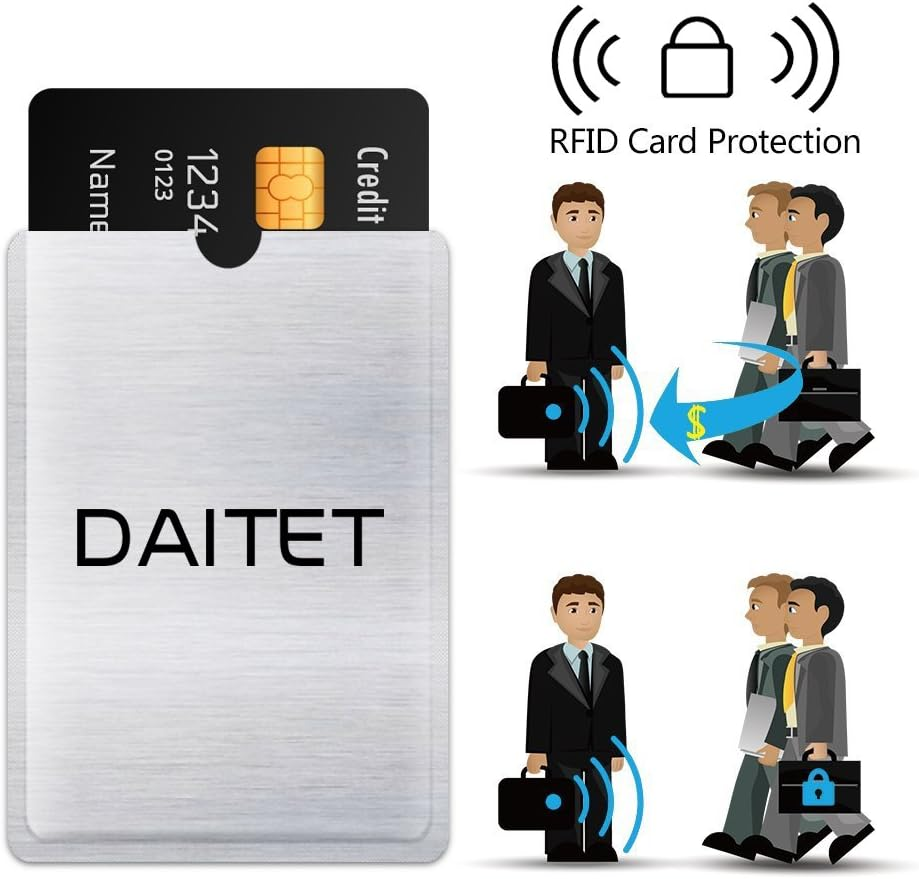 RFID Blocking Sleeves, Set of 10 Credit Card Holders & 4 Passport Protectors, Wallet Trifold Leather Bifold Wallet for Men & Women, Card Silver 20 Pcs