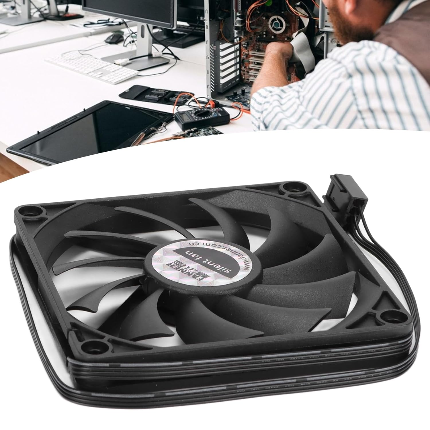 EVGATSAUTO 80Mm Cooling Fan, Low Noise Durable 2500RPM PWM Speed Regulation with Ultra Thin Design for PC Case Electronic Equipment image number 4