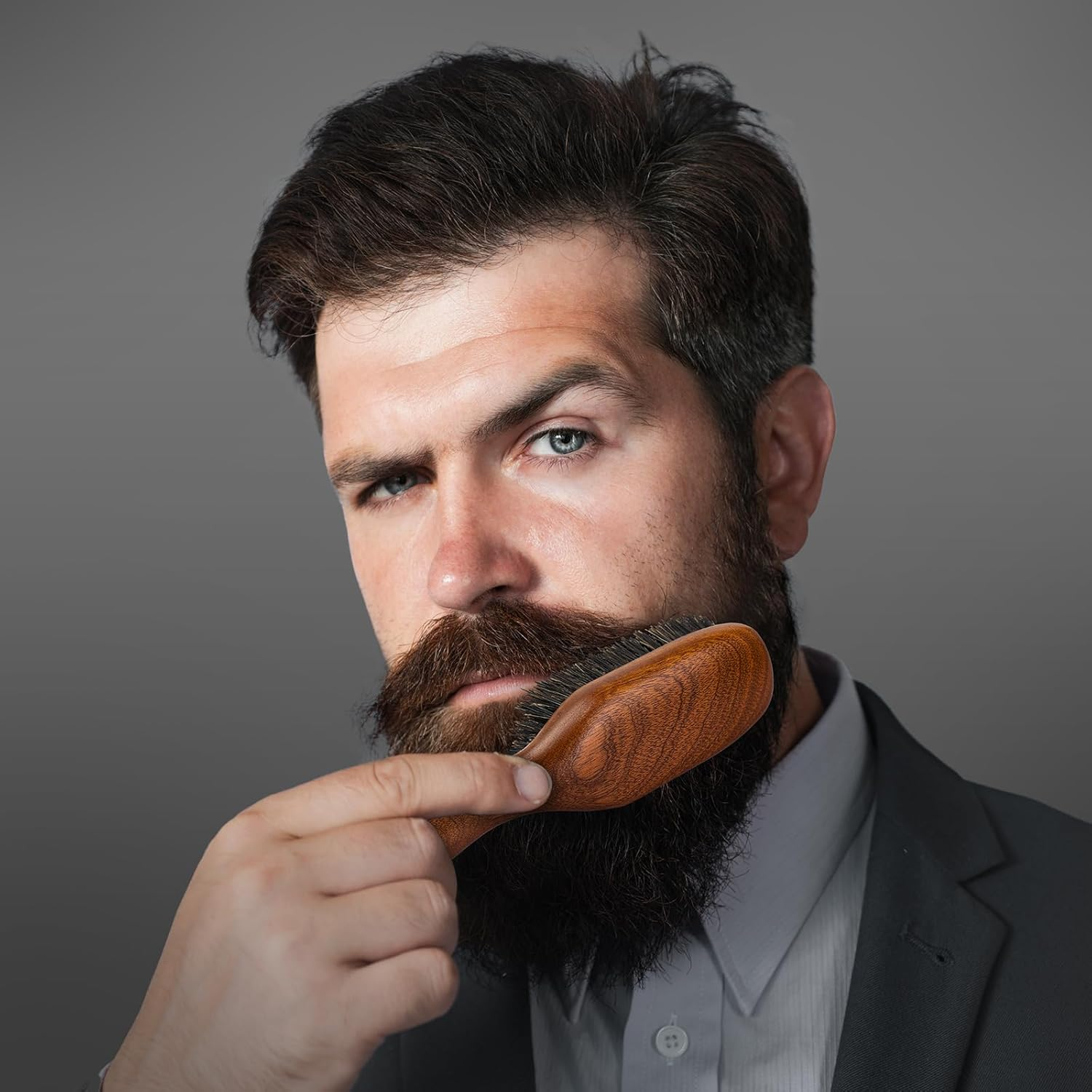 Hair Brush for Men- Slick Back Hair Brush - Boar Bristles Brush for Fine Thin Medium Hair, Nature Boar Hairbrush for Beard Styling image number 4