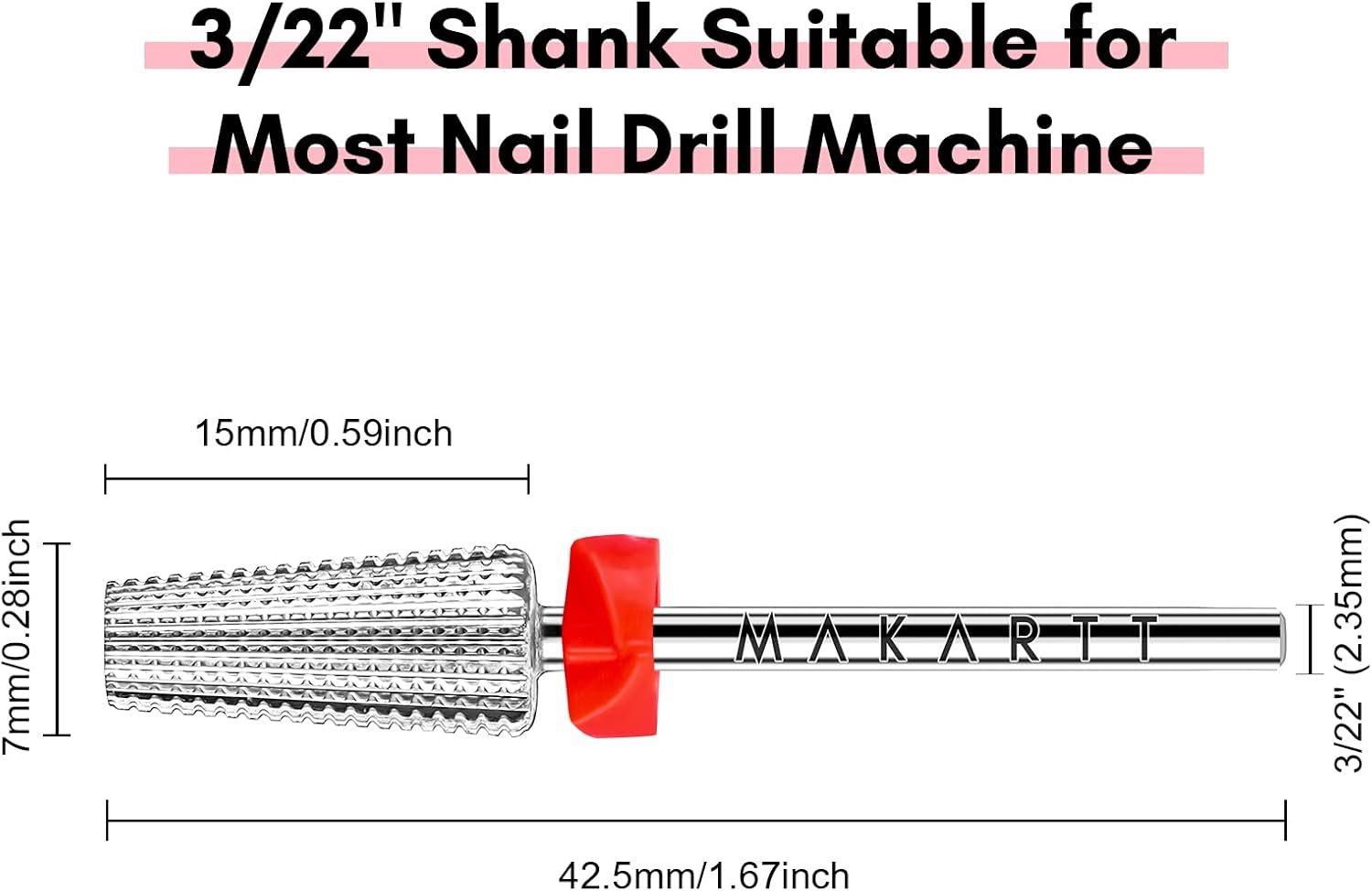 Makartt 5 in 1 Nail Drill Bits,3/32" Shank Tungsten Carbide Tapered Drill Bits for Nails Fast Removing Acrylic Nail Hard Gels Cuticle Professional Nail Efile Bit for Nail Drill Machine(Fine, Silver) image number 5
