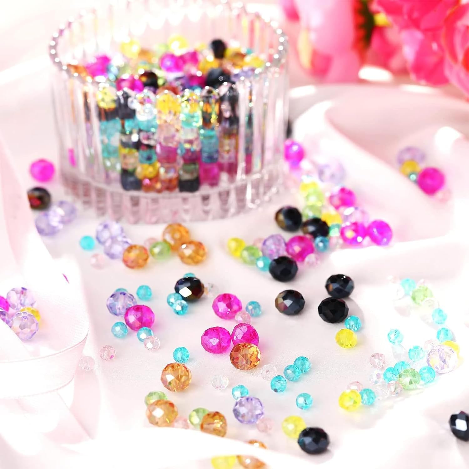 900 Pcs Crystal Glass Beads Kit,Mixed 4-6-8Mm Crystal Beads,Diamond Bead for Jewelry Making, DIY Necklaces, Earrings,Bracelet Crafts (Multi-Colored) image number 6