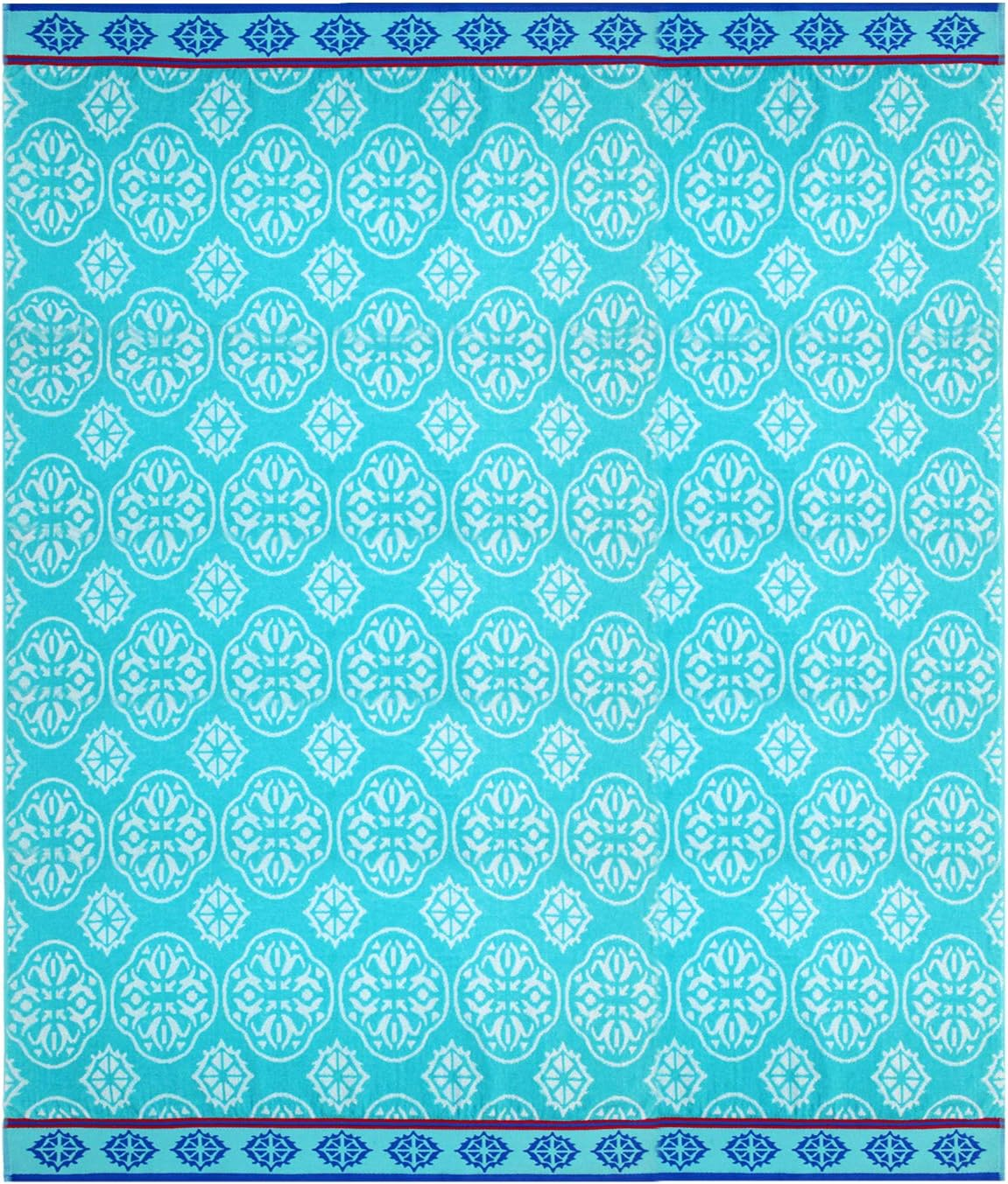 COTTON CRAFT Ombre Stripe Extra Wide Beach Towel for Two - 58X68 - Pure Cotton - Double Woven Jacquard Thick Plush Super Soft Luxurious Velour Pile - Pool Picnic Bath - 450 GSM - Blue