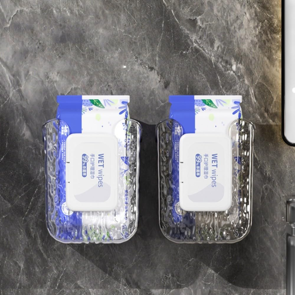 2Wet Wipes Dispenser Box,Refillable Wipes Container Box for Kitchen Bedroom Bathroom (Gray)