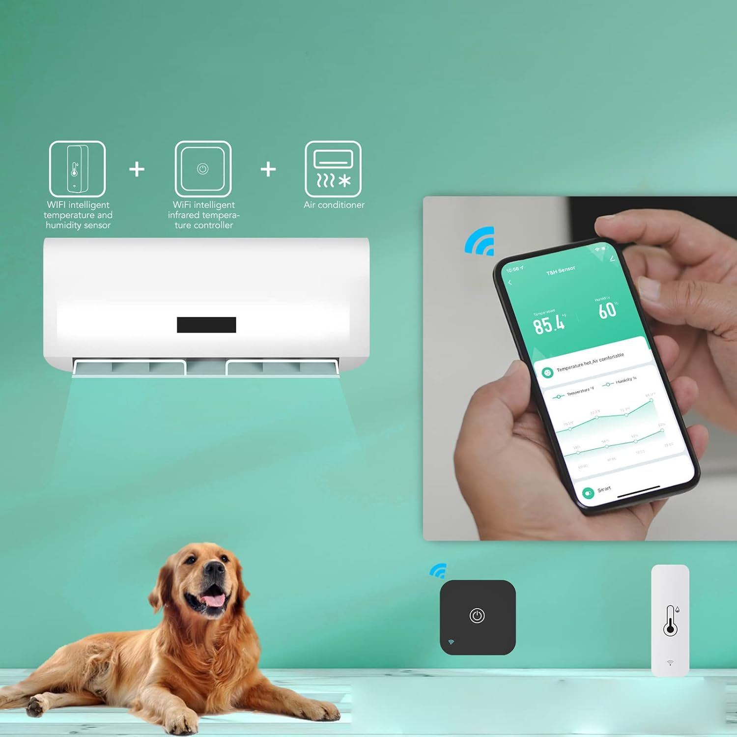 Jectse Wifi Thermometer Hygrometer Temperature Humidity Sensor for Smart Life Automation, Remote Control Real Time Data Display image number 4