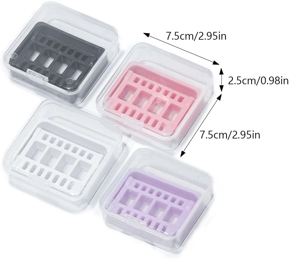 Joyzan Nail Drill Bit Holder Stand, Dust Proof Exhibition Display Storage Case Displayer Portable 16 Holes Manicure Tools Box Tech Art Supply Rack Container Grinding Head Organizer Home Salon 4PCS image number 5